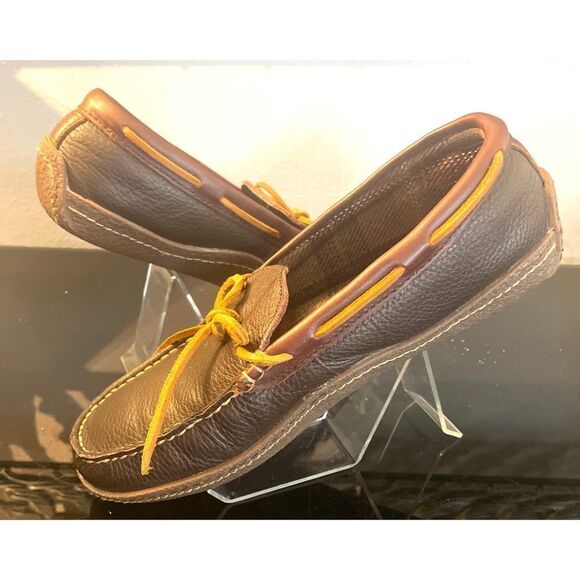 LL Bean Pebble Leather Moccasin Slip-On Loafer Driving Shoes Mens Size 8 - Picture 5 of 11